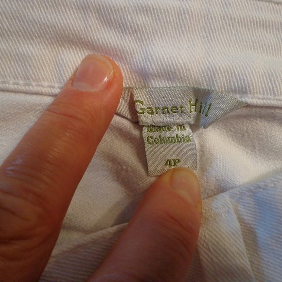 Garnet Hill Slim Stretch Jean 4P White Zip/Button Closure Straight Leg - Picture 4 of 11